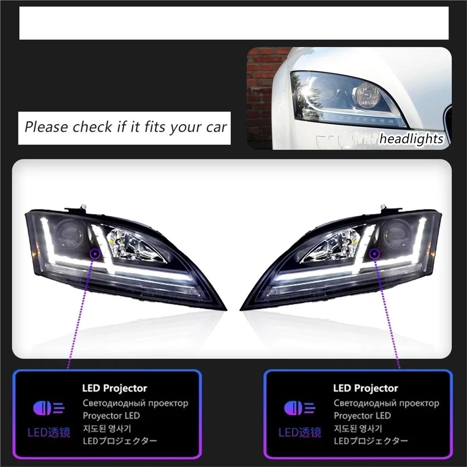 Faro Anteriore per Auto per TT Faro Anteriore 2006-2014 Faro proiettore Luce Diurna Accessori automobilistici Luci per Auto Gruppo Faro Anteriore