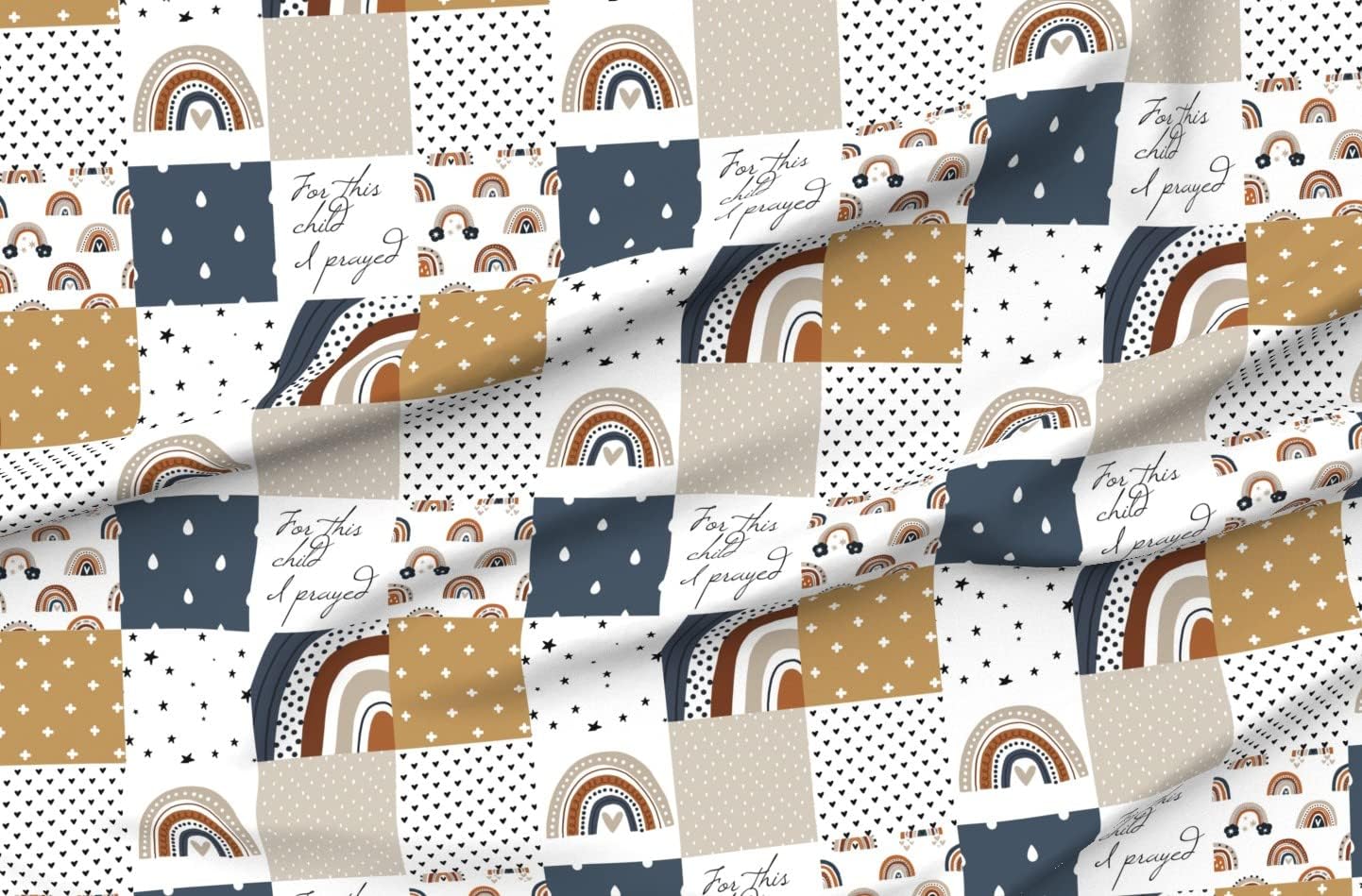 Spoonflower Fabric - Rainbow Baby Boho Baby Fertility Quilt Topper Wholecloth Cheater Quilt Printed on Organic Cotton Sateen Fabric by The Yard - Sewing Quilting Apparel Home Decor