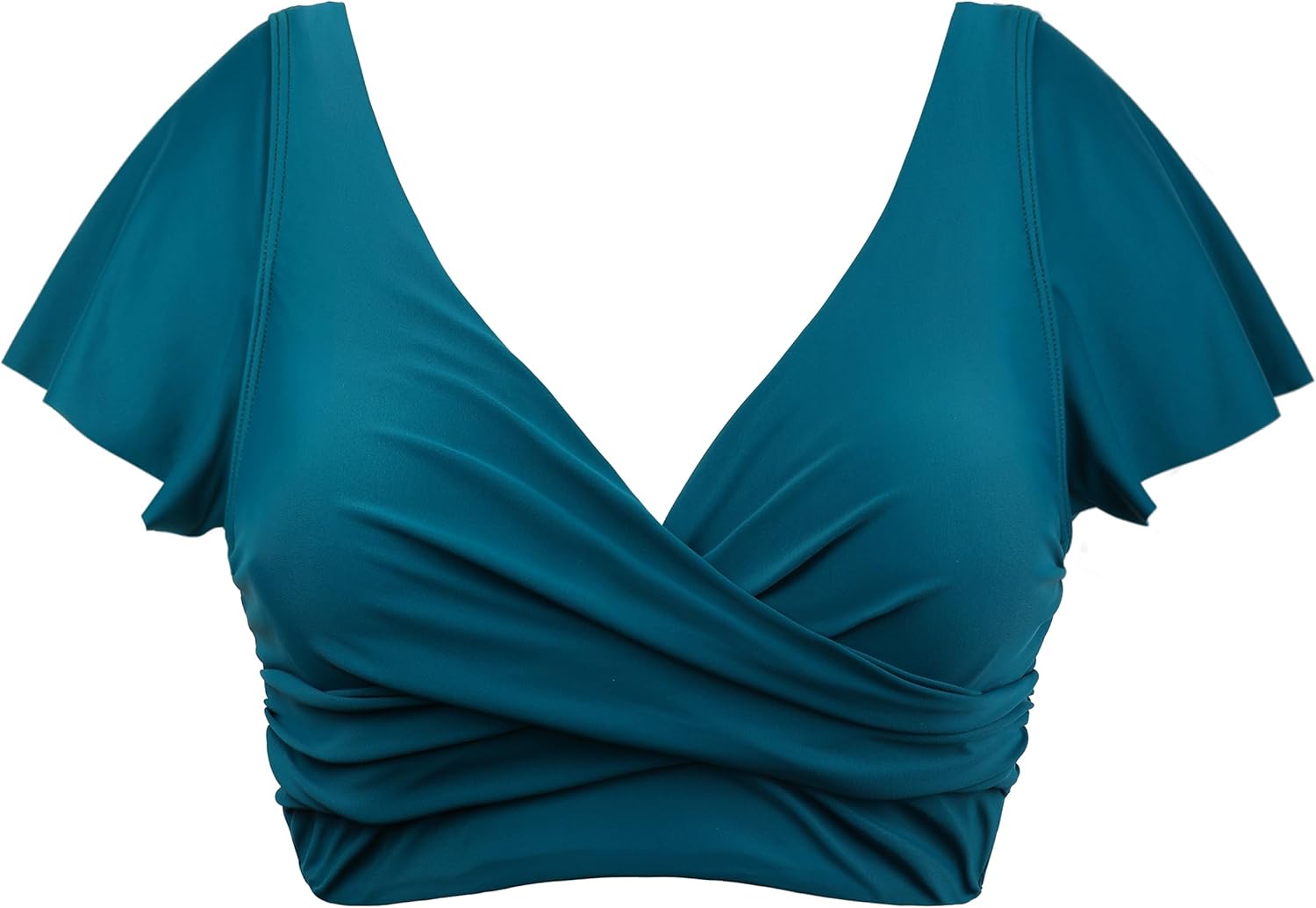 Hilor Women's Underwire Bikini Tops Short Sleeve Tankini Bathing Suits Front Twist Push Up Swimsuit Top Only - Image 4