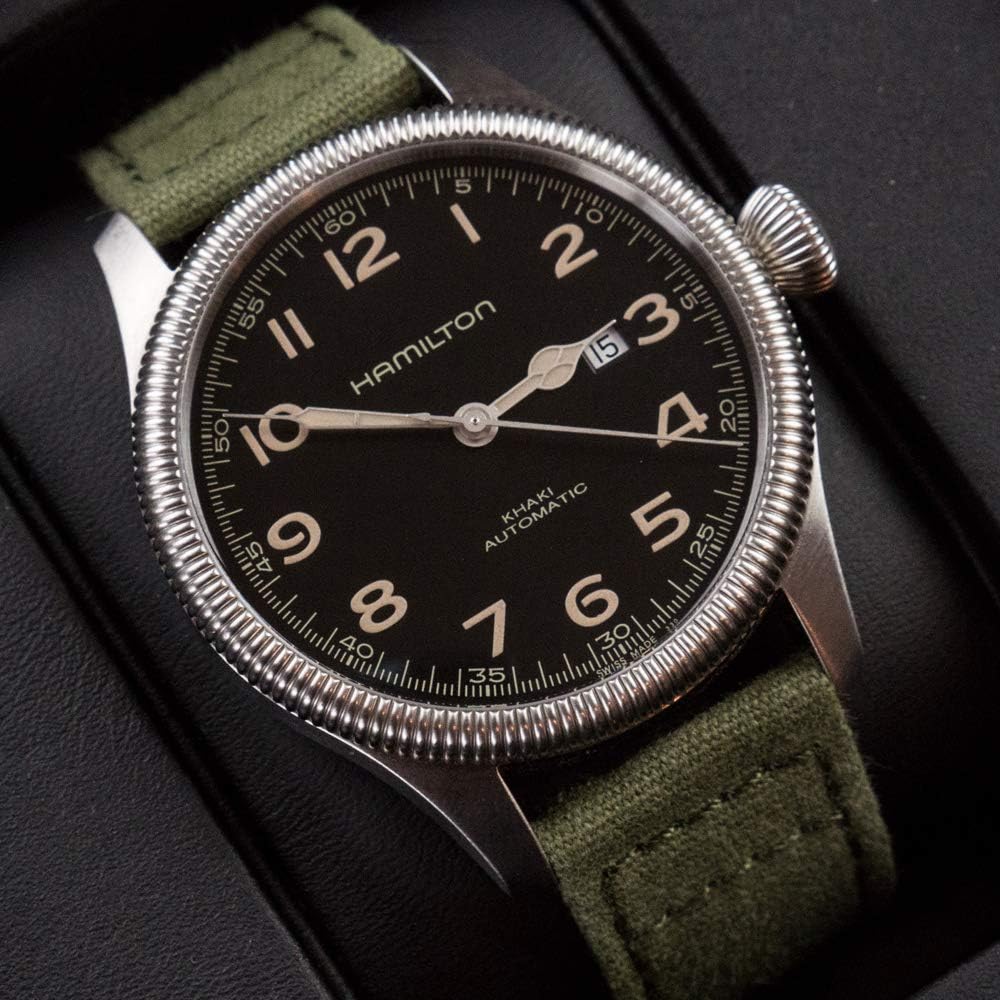 Barton Canvas Watch Band (20mm) | Quick Release Premium Canvas Strap with PVD Black Buckle | Compatible with Classic & Smart Watches | Breathable, Comfortable, Durable - Army Green