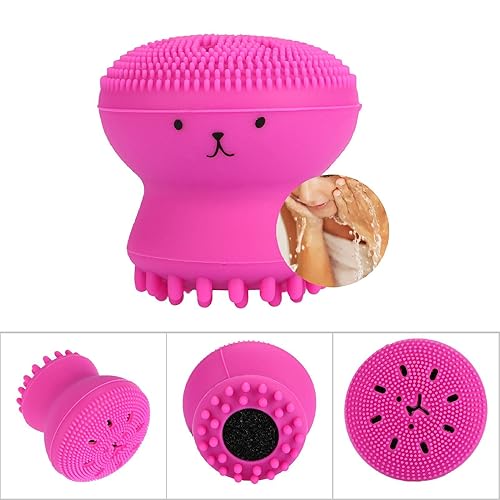 Miniatura 7 de Cepillo de limpieza facial, limpiador facial de mano de silicona, exfoliante, eliminación de grasa, masaje, medusas, pulpo, cepillo de lavado facial