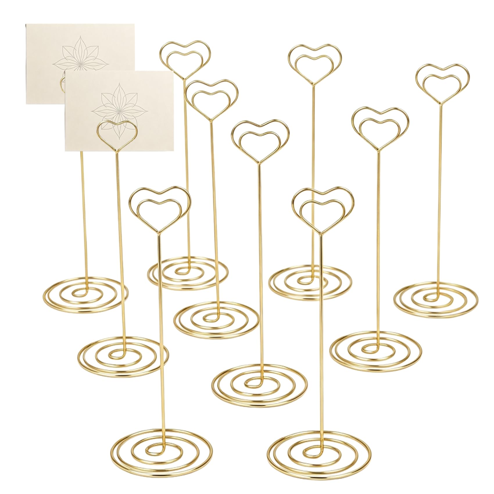 Bchjatk 10Pcs Table Number Holders 8.75 Inch Heart Shaped Table Number Holder Tall Heart Shaped Place Card Stands for Wedding Party Reception Restaurant Home Centerpiece Decoration （Gold）