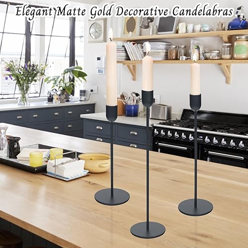 Miniatura 6 de Portavelas alto negro, portavelas decorativo para bodas, cenas, fiestas, se adapta a velas de 34 pulgadas de grosor y velas LED (juego de 18)