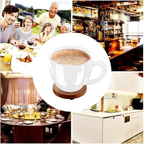 Miniatura 6 de Juego de posavasos de madera, posavasos de madera natural con letras para bebidas, juego de 4 posavasos de madera, posavasos de boda, posavasos