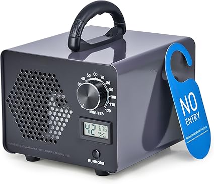 CREWORKS Ozone Generator, 48000 mg/h High Capacity Ozone Machine for Car Home Smoke Pet Odor Removal, Commercial Ozone Odor Eliminator Air Purifier with Timer Display for 3200 sq ft Room, Black