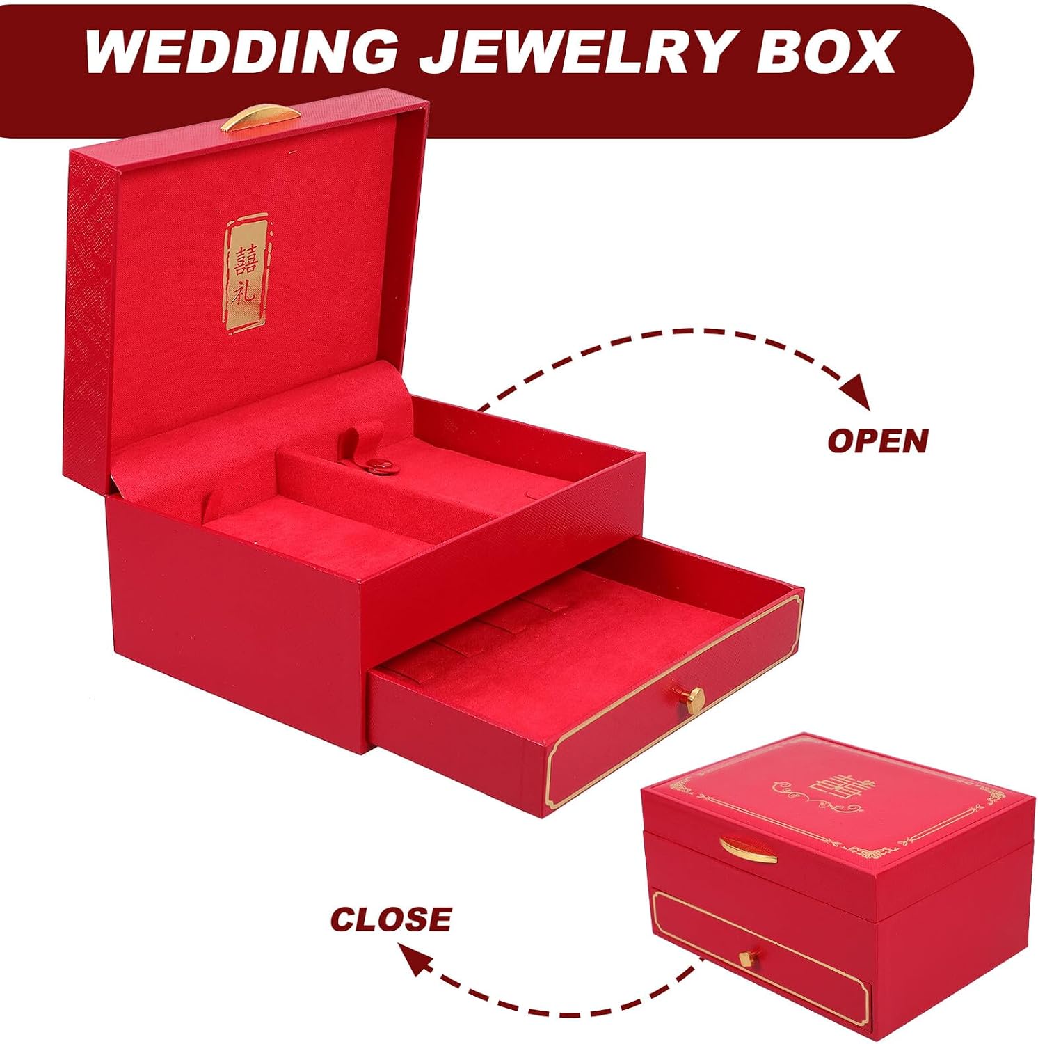 BESPORTBLE Chinese Style 2 Tier Jewelry Box for Rings and Trinkets image 5
