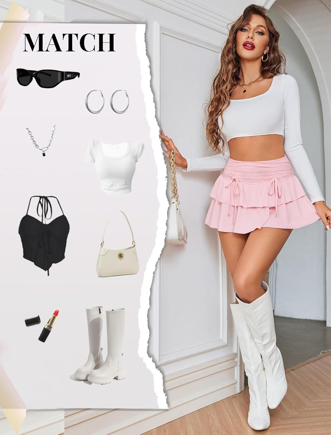 Avidlove Women's Mini Skirt High Waisted Layered Ruffle Skirts Tiered Short Skirt Lingerie Y2K - Image 3