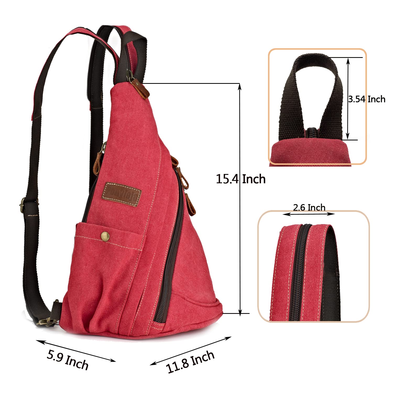 Zaino Monospalla Crossbody Sling Bag Borsa a Tracolla in Tela Casual Daypack Borse a spalla Zaino per Uomo Donna Outdoor Ciclismo Escursionismo Viaggi (Rosa Rossa)
