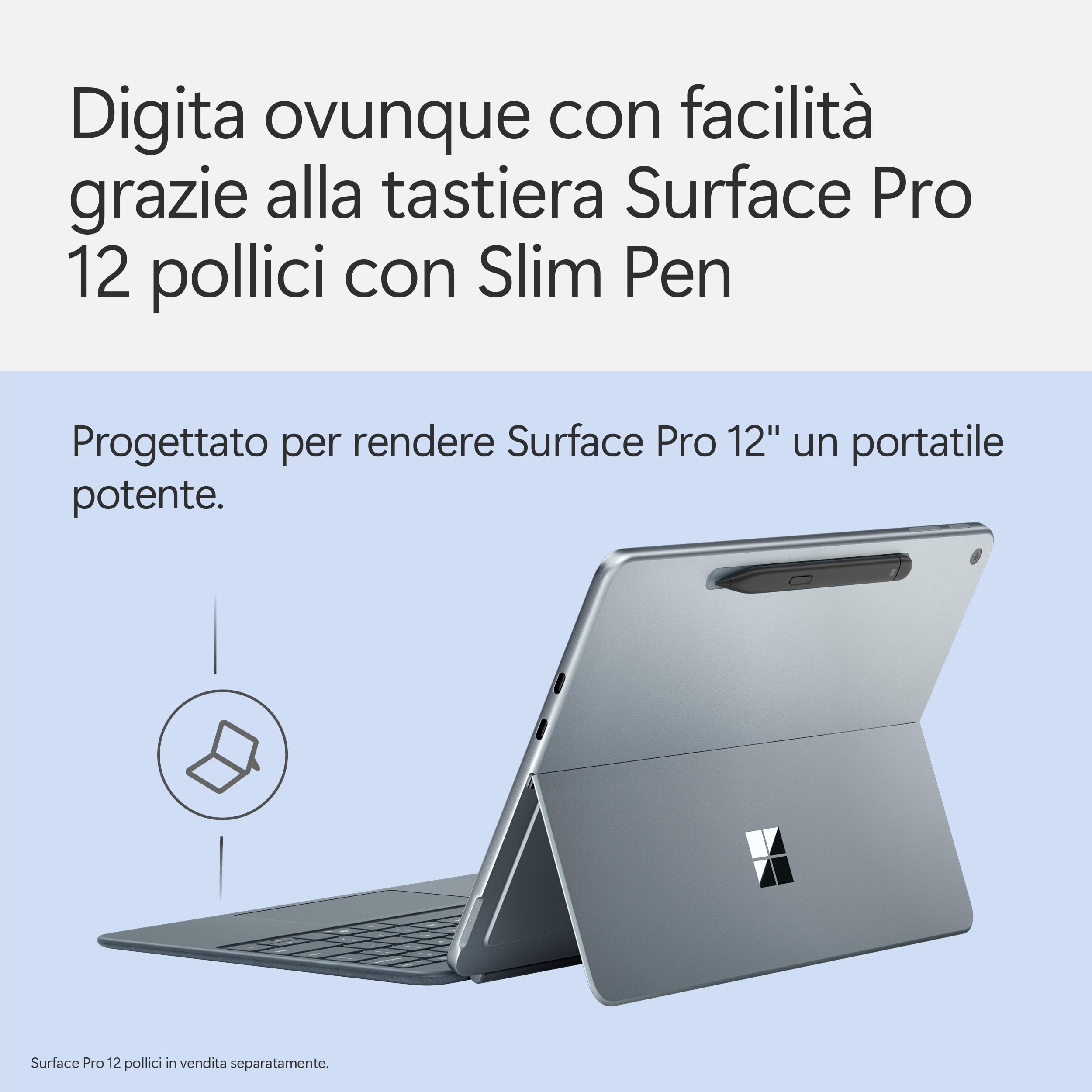 Microsoft Tastiera Surface Pro 12'' con Slim Pen | Compatibile con Surface Pro 12'' | Oceano