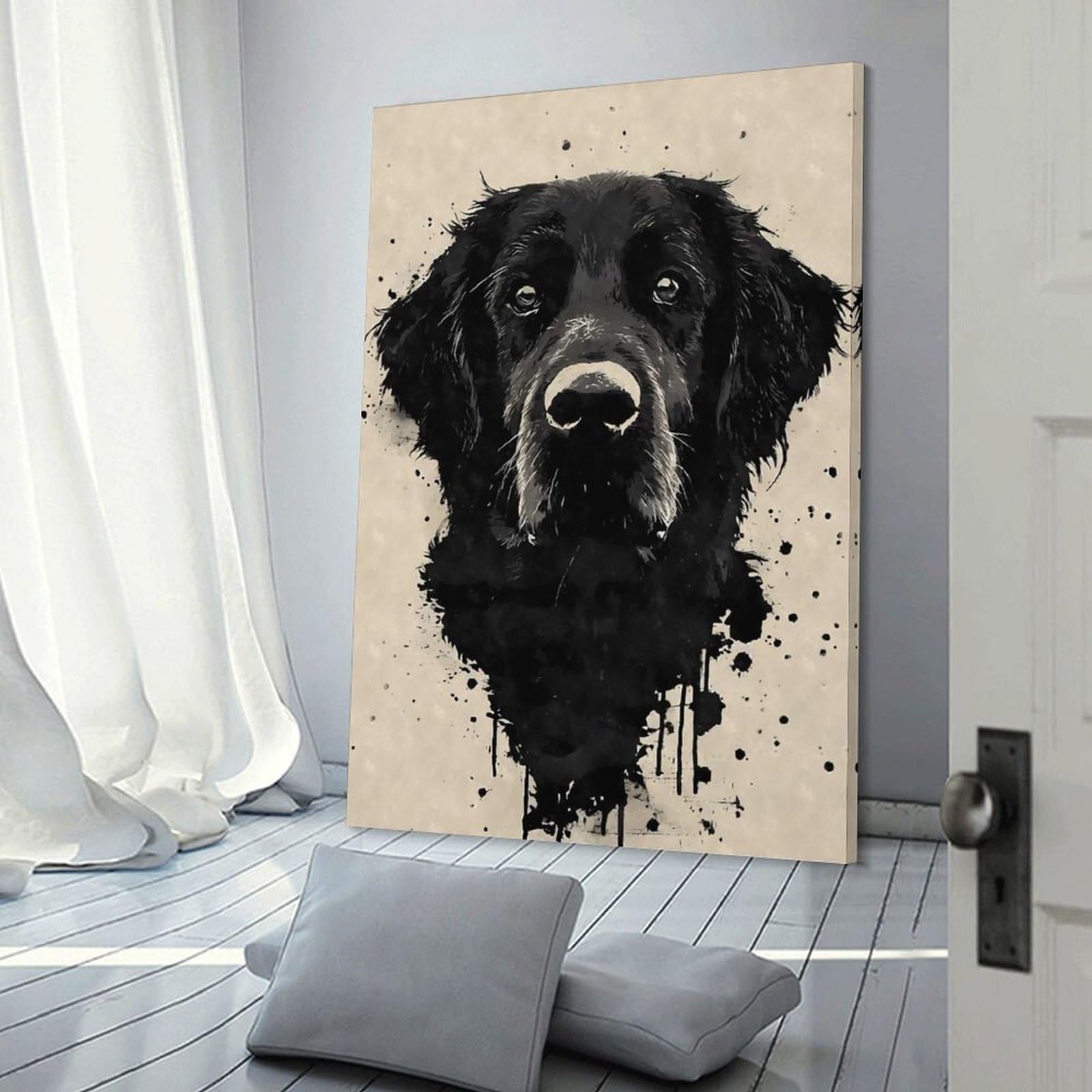 Junmoney Flat Black Ink Splatter Decorative Wall Artwork, 20x30inch(50x75cm), for Home Lounge, Bedroom Or Reading Nook, Eye Catching Artwork for Blank Walls