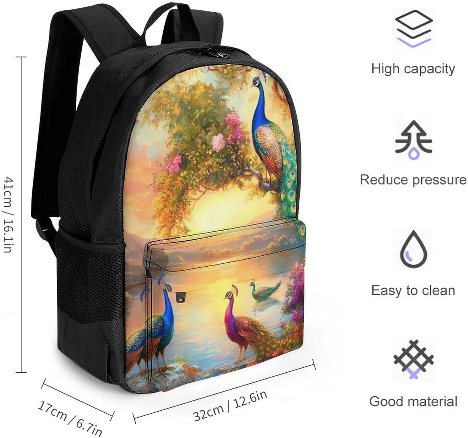 Peacock Sun Laptop Backpack for Men Women Fashion Computer Bag Business Travel Daypack
