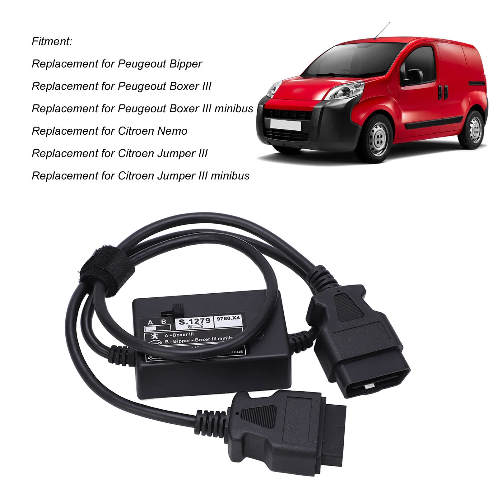 Omeko OBD2 Câble Adaptateur De Diagnostic Mâle Vers Femelle S.1279 S1279 Module De Remplacement Pour Peugeot Bipper Et Modèles Similaires, Câble D'extension 16 Broches Avec Matériaux De Haute Qualité