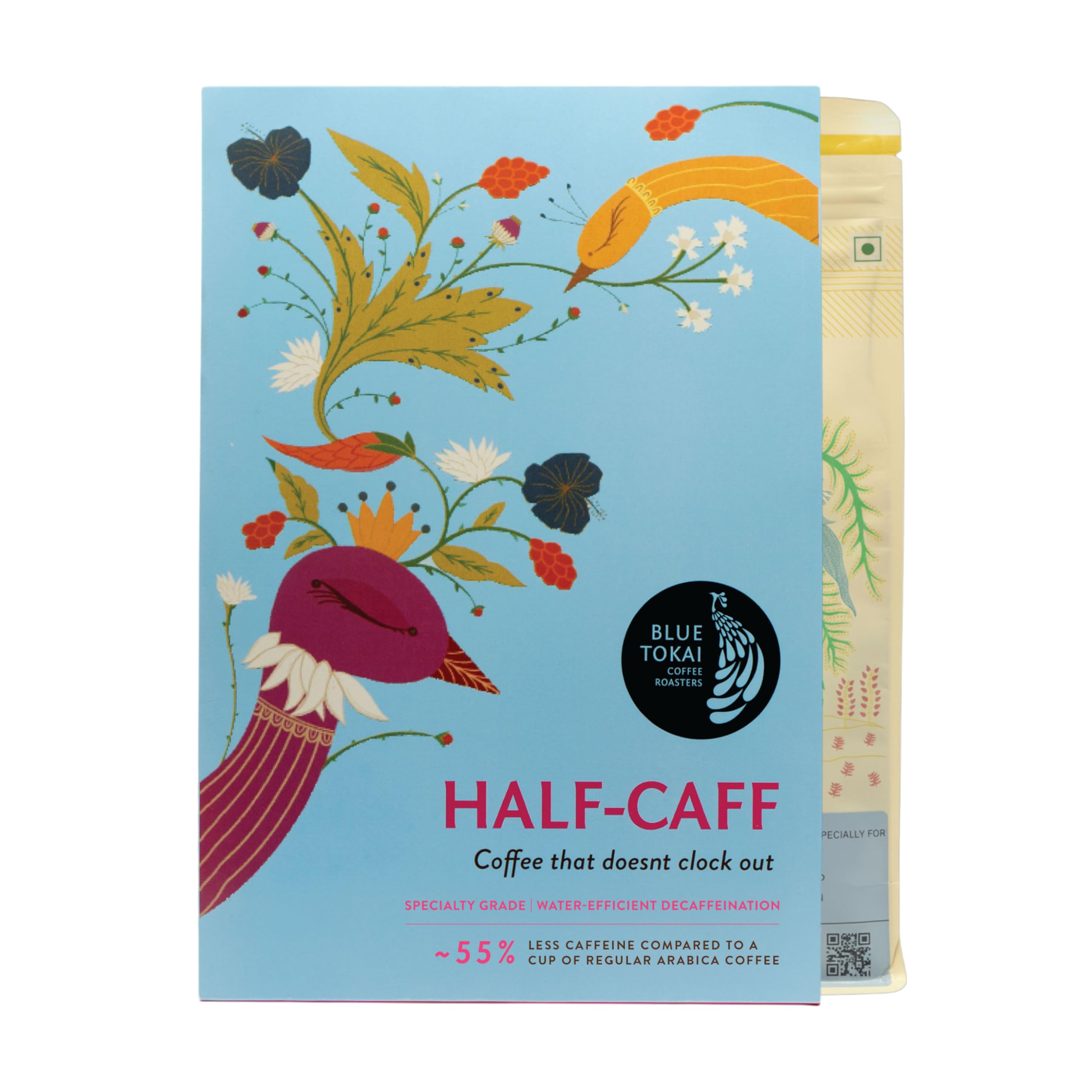 Blue Tokai Coffee Roasters Half Caff Coffee - Medium Dark Roast | Aeropress Grind 100g | 100% Arabica Beans | Low Caffeine Coffee | Freshly Roasted Ground Coffee-picture-17