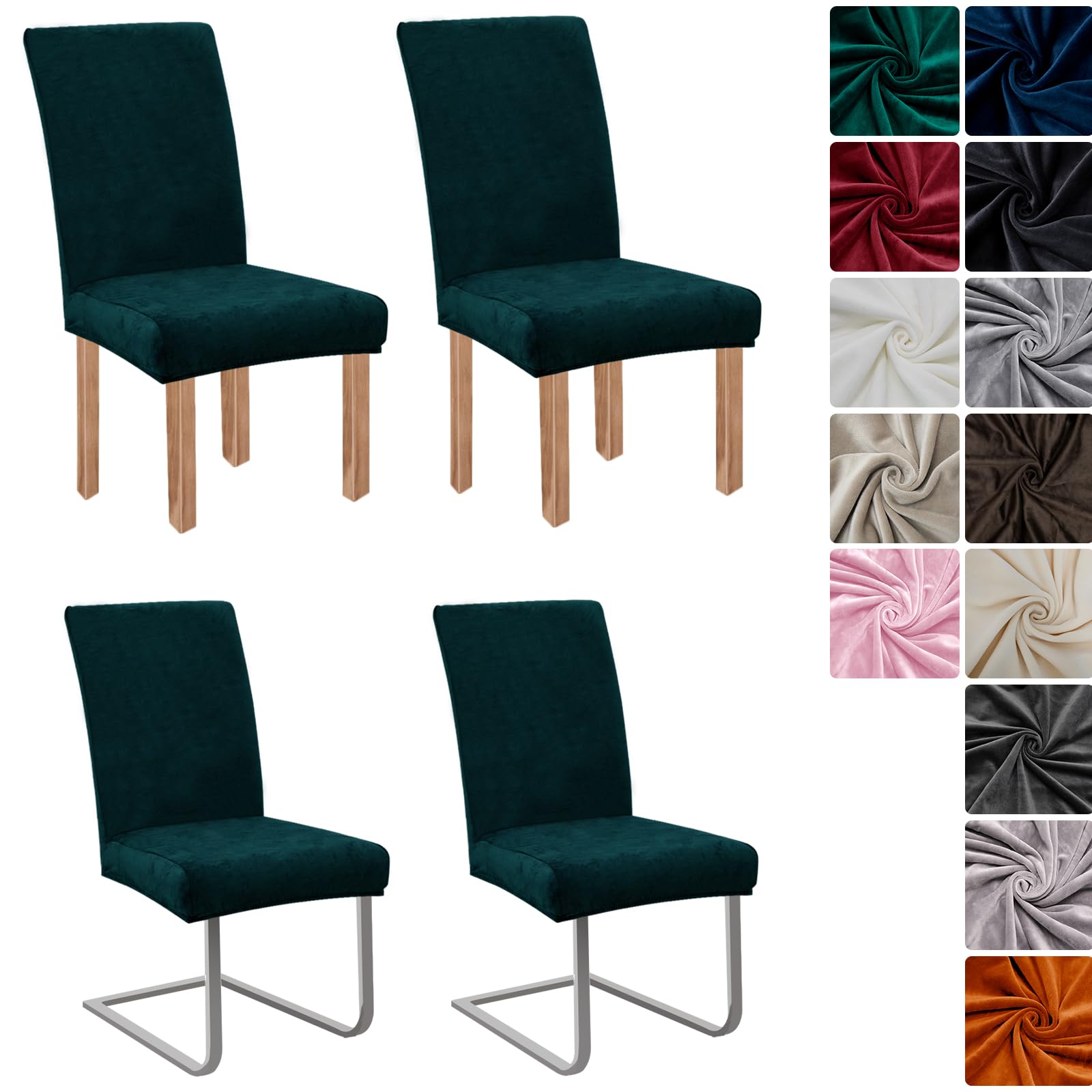 jabeick Stretch Samt Stuhlhussen Velvet/Velour Stuhlbezug Schwingstuhl Elastische Hussen Waschbarer Stühle Schutz für Küche