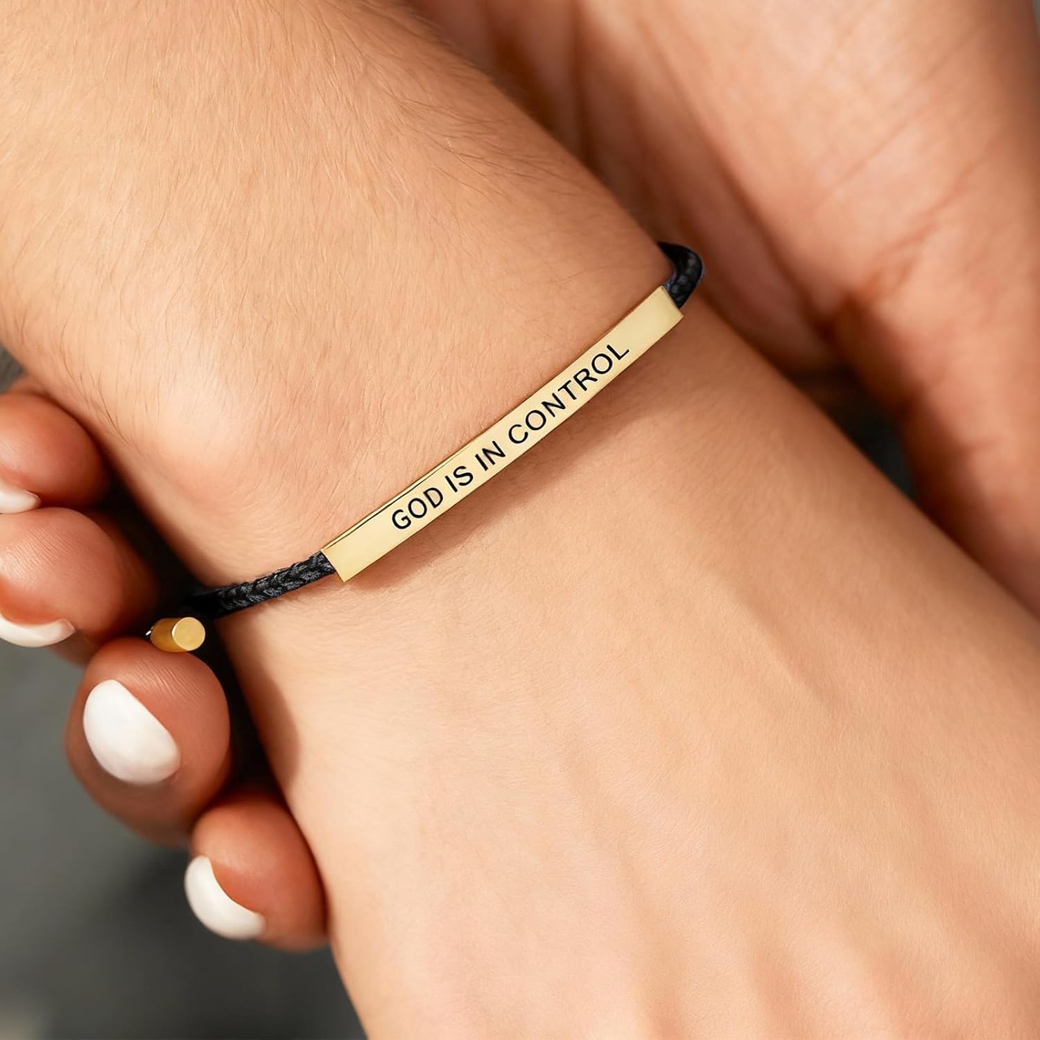 Roe Dolph God Is In Control Bracelet Inspirational Bracelets for Women Christian Faith Bracelets Adjustable Braided Tube Motivational Birthday Jewelry Inspirational Gifts for Women Trendy 2026 - Image 3