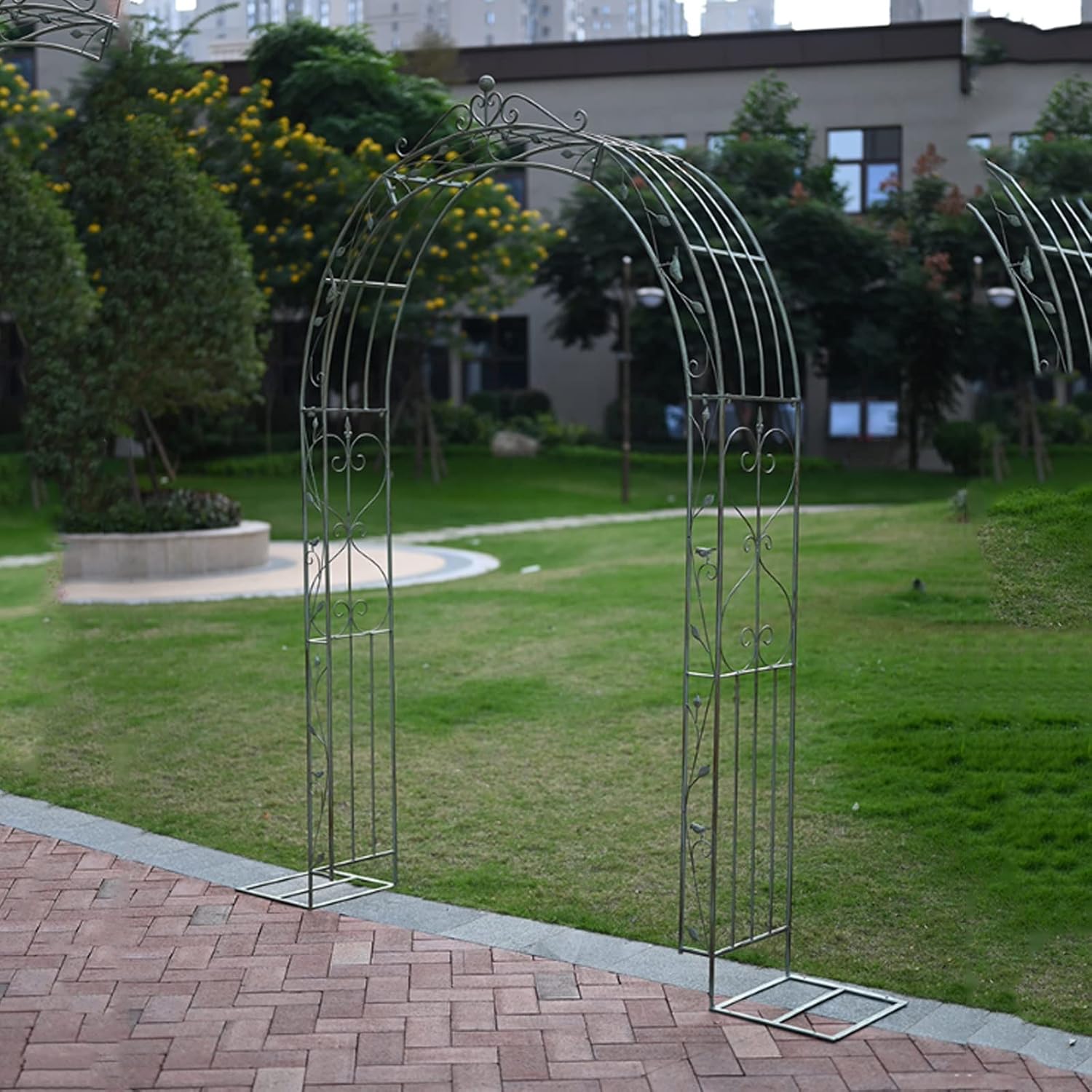 Elegant French Garden Archway, Classic Arbor for Pathways & Entrances, Decorative Trellis for Roses & Vines, Outdoor Patio Support - Green Color