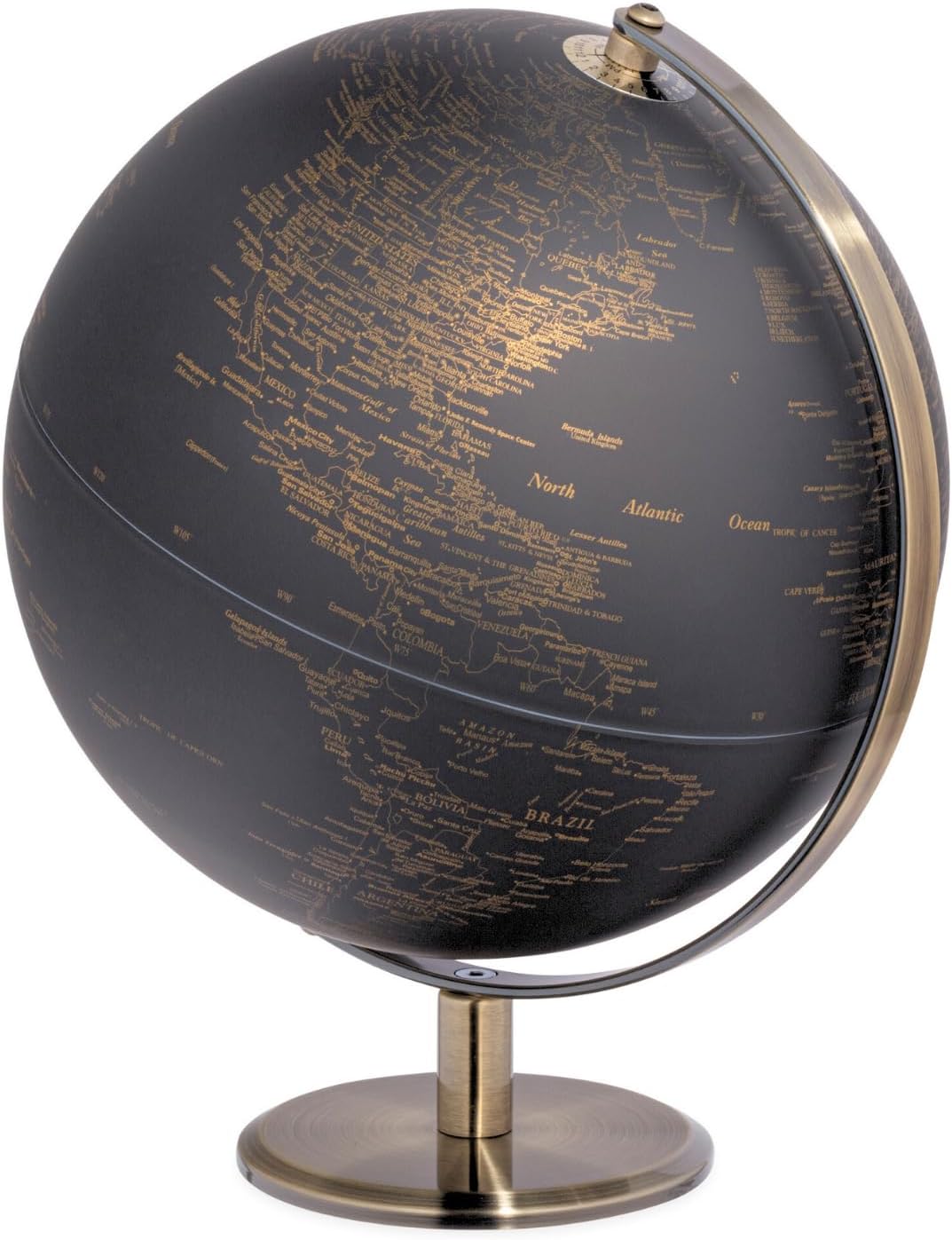 Torre & Tagus Black and Gold Globe for Adults - 8" Rotating Earth Globe Decor on Stand For Home Decor, Office Decoration Desk Globe For Office & Earth Spinning Globe Map Of The World (Black Globe)