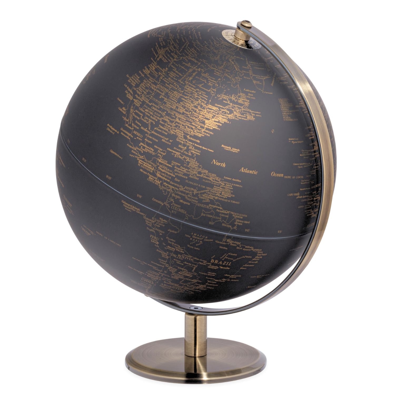 Torre & Tagus Black and Gold Globe for Adults - 8" Rotating Earth Globe Decor on Stand For Home Decor, Office Decoration Desk Globe For Office & Earth Spinning Globe Map Of The World (Black Globe)