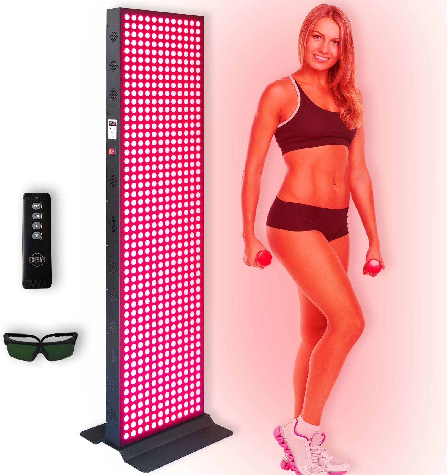 Red Light Therapy Device for Full Body, 630nm, 660nm, 810nm & 850nm, Near Infrared Dual-Chip Clinical Grade LED Panel for Smooth Skin, Weight, Pain and Overall Wellness (600LED)