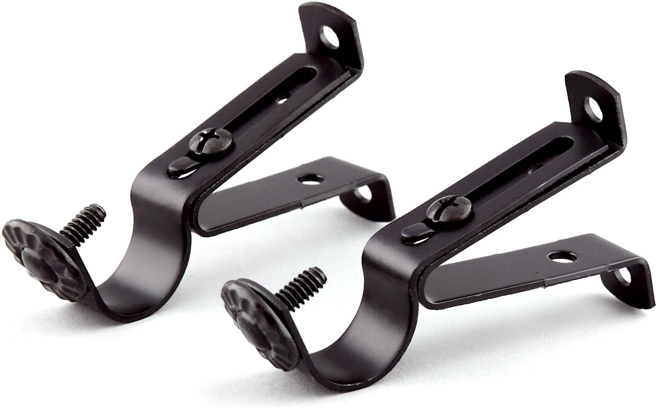 Pair of Wall Bracket for 3/4 inch Rod - Black