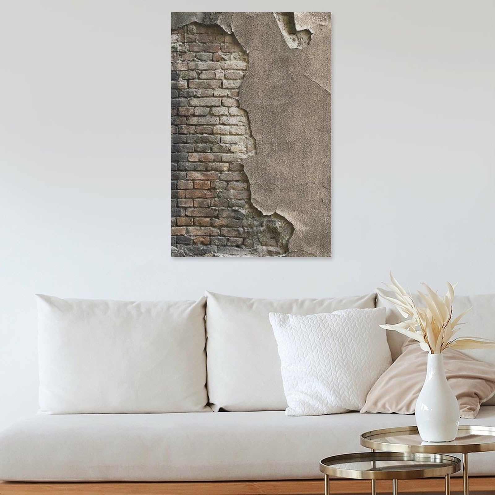 Amazon.co.jp: 絵画 ひび割れたレンガ壁の壁紙インテリア 絵画