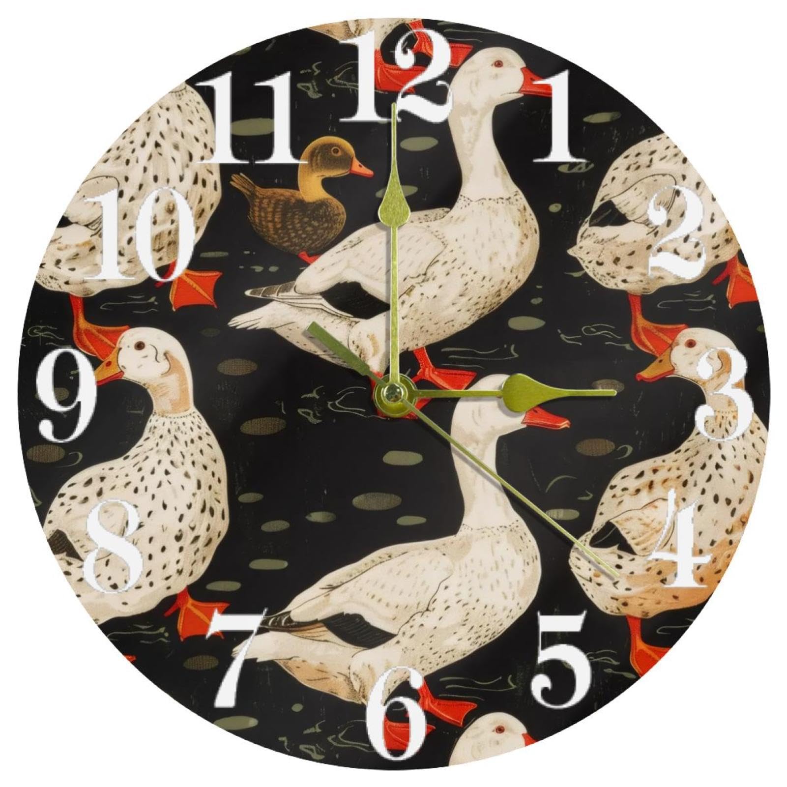 Horloge murale ronde à quartz blanche et silencieuse pour la cuisine et la maison