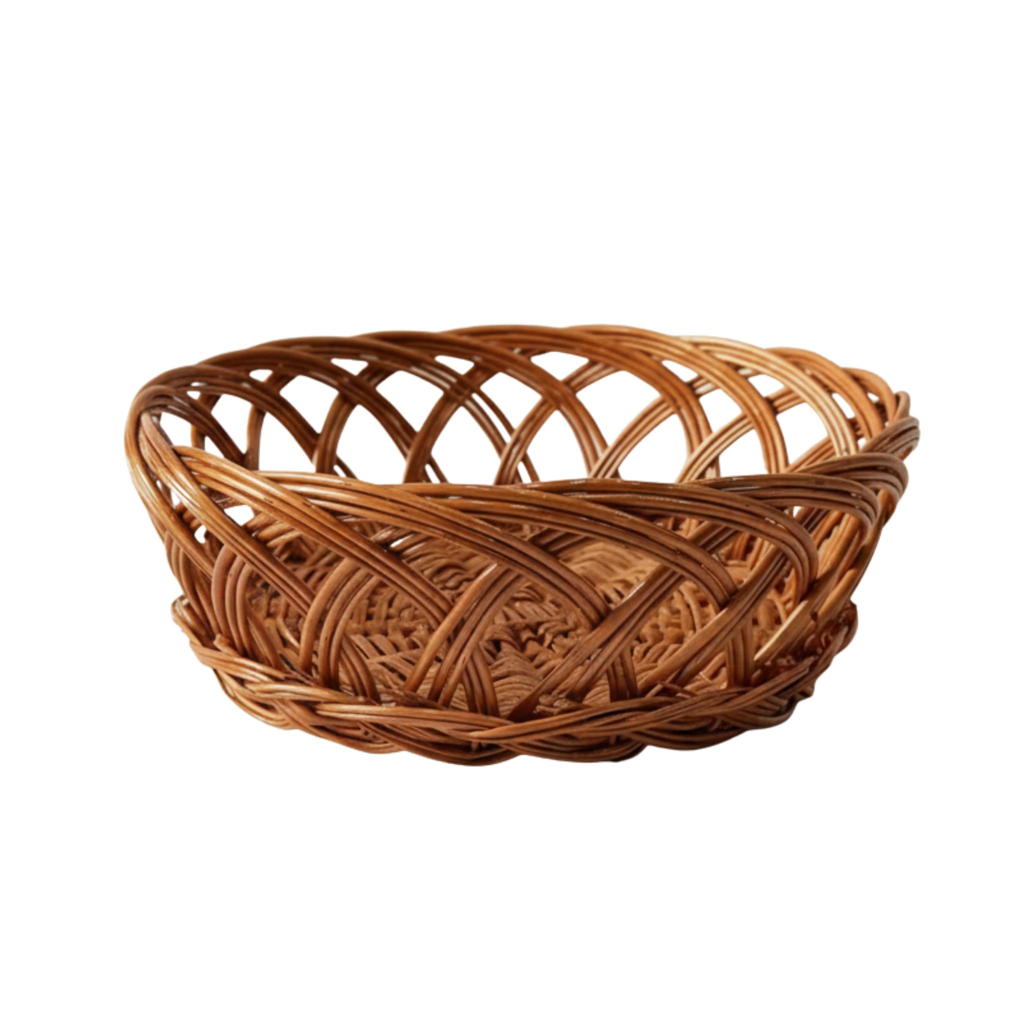 Maa Lakshmi Enterprise Round Jali Cane Flower/Gift Hampers/Kitchen Baskets Multi use, 9x9x5 inch, Bamboo Fruit & Vegetable Basket, (Set of 1)