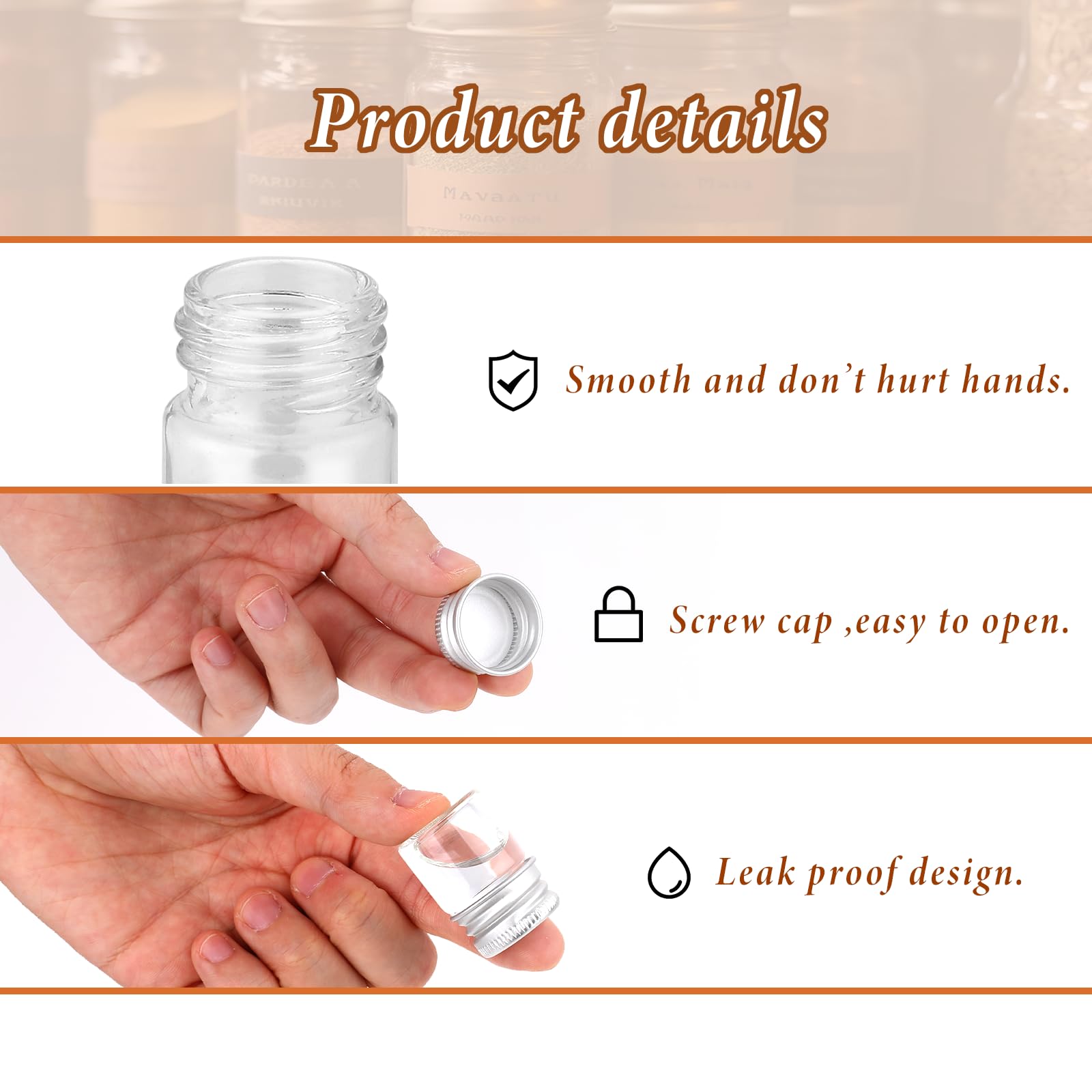 24PCS 5ml Mini Glass Bottles with Screw Caps Empty Transparent Glass Bottles Refillable Cosmetics Container Bottle Small Jars with Lids for DIY Storage Art Craft Decor Makeup Sample Chemicals - Image 3