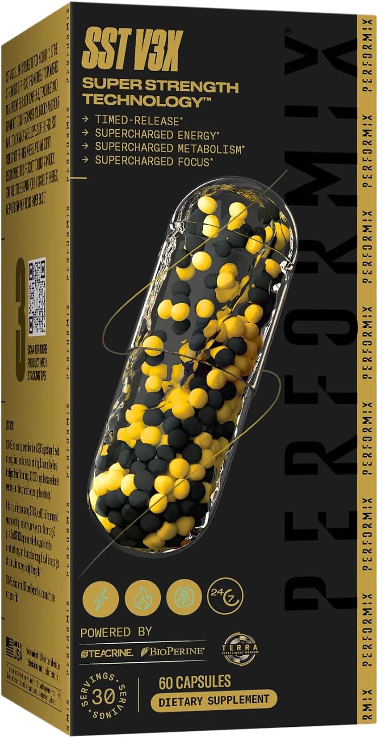 PERFORMIX SST V3X - Super Strength Technology, All-Day Energy Supplement, Fitness Goal Support - Terra Intelligent Dosing - 350 mg Caffeine - Pre Workout for Men & Women - 60 Capsules