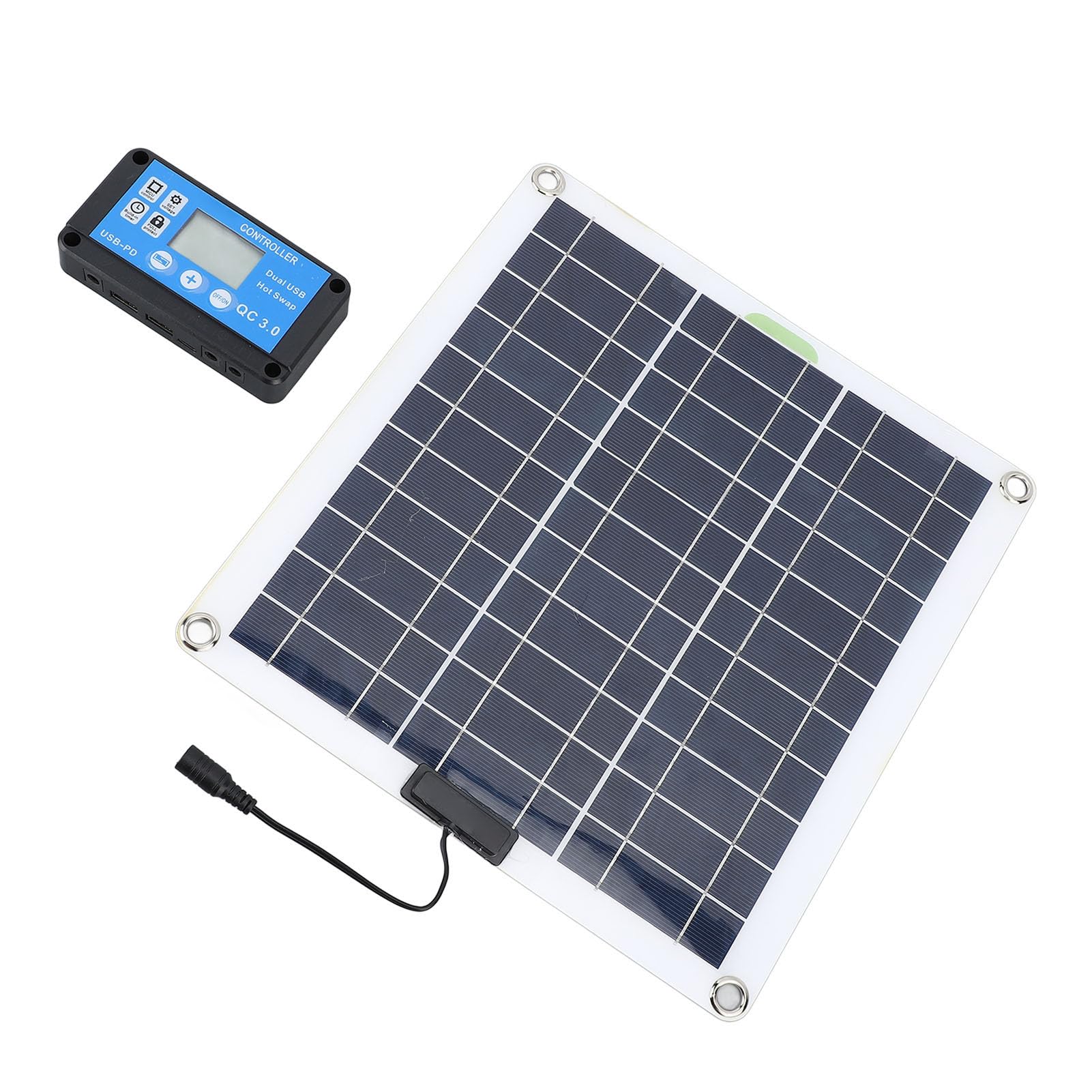 Kit Pannello Solare 200W Monocristallino con Controller Blu, Caricabatteria OBD e Cavi 10 in 1 per Auto, Barca e Campeggio