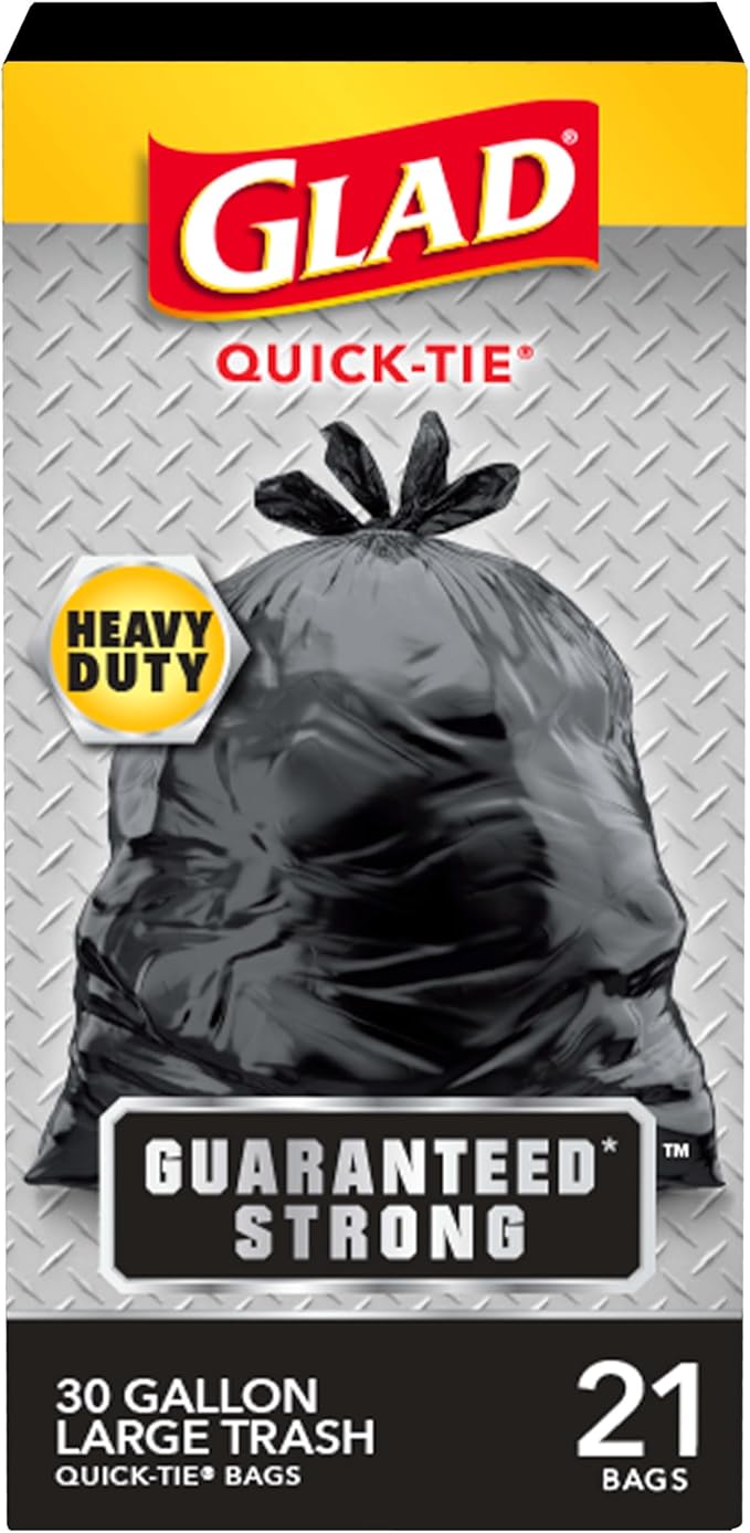 Glad Trash Bags, Strong QuickTie Large Garbage Bags 30