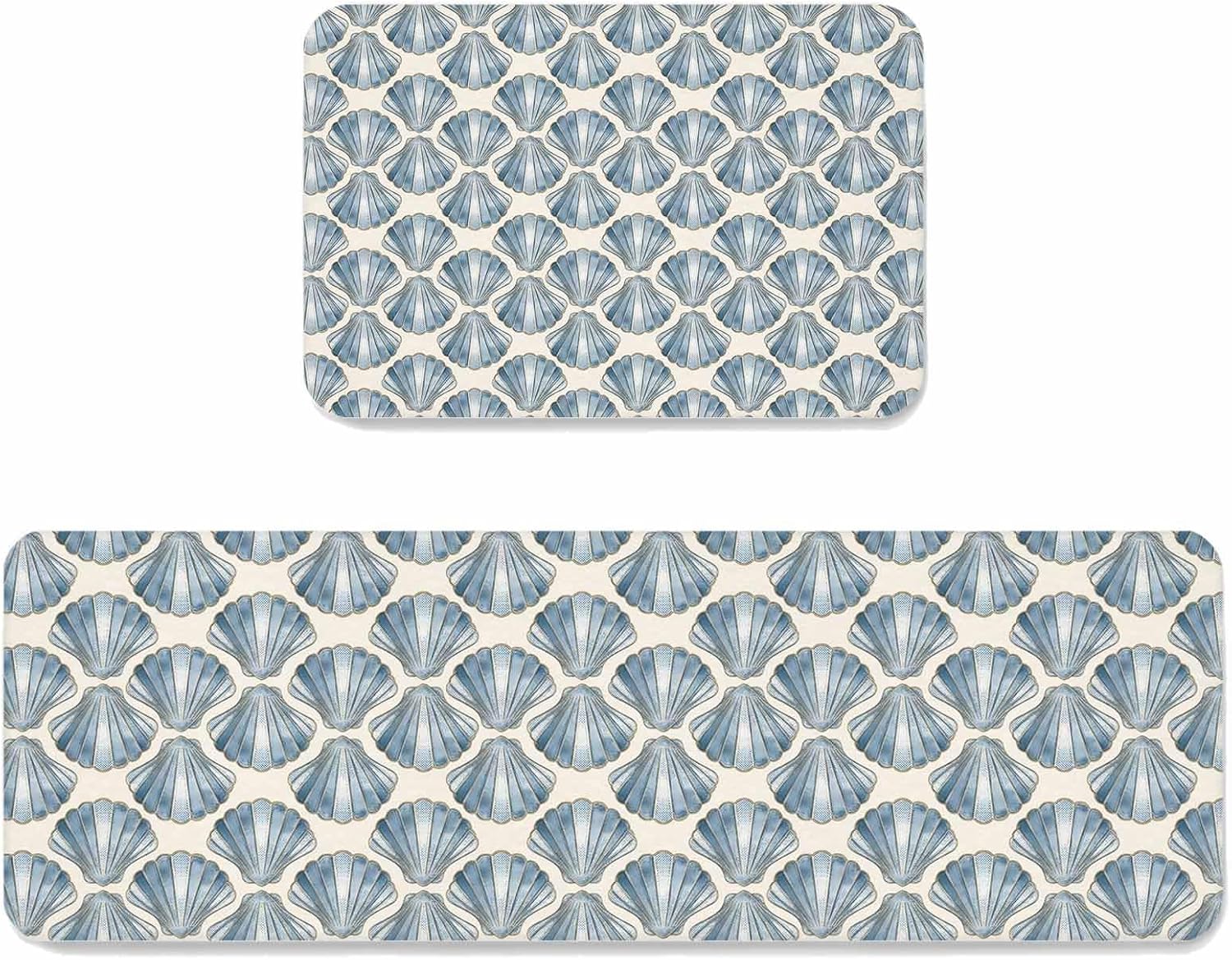Sea Turtle Kitchen Mat Set 2 Pieces Summer Green Seaweed Starfish Mandalas Retro Wood Grain Non Slip Kitchen Rugs Washable Runner Rug Mats for Floor Sink Laundry Office 15.7" x 23.6"+15.7" x 47.2"