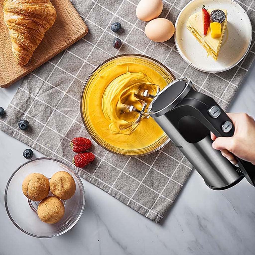 Hand Mixer Professional Food Cake Mixer for Baking 5 Speed with Turbo Function Includes Extra Long Beaters and Dough Hooks Stainless Steel