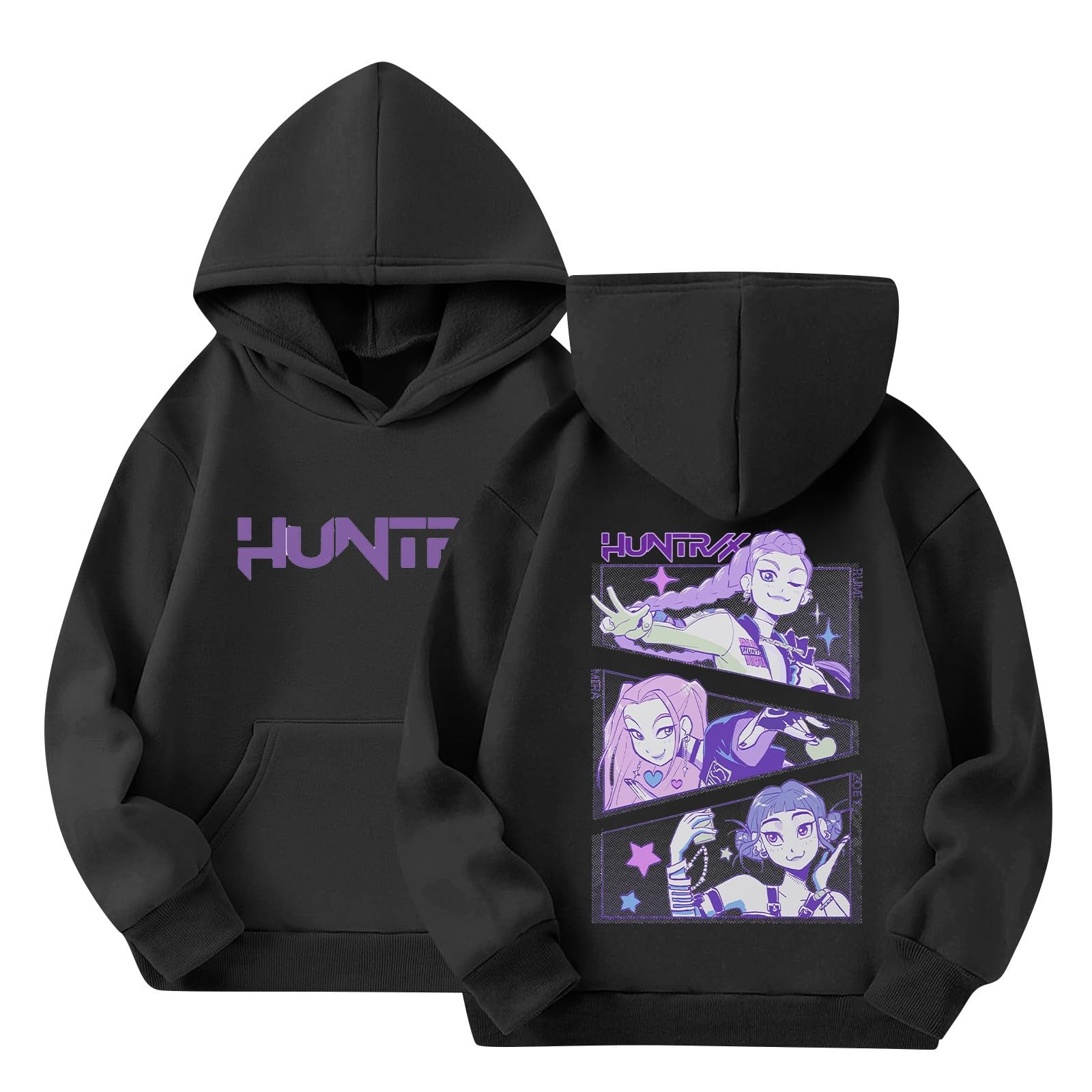 BCFSITNBHHuntrix Hoodies Girls Vintage Y2k Pullover Huntrix Huntr/X Hip Hop Streetwear Oversized Fashion Long Sleeve Hooded Sweatshirt for Kids