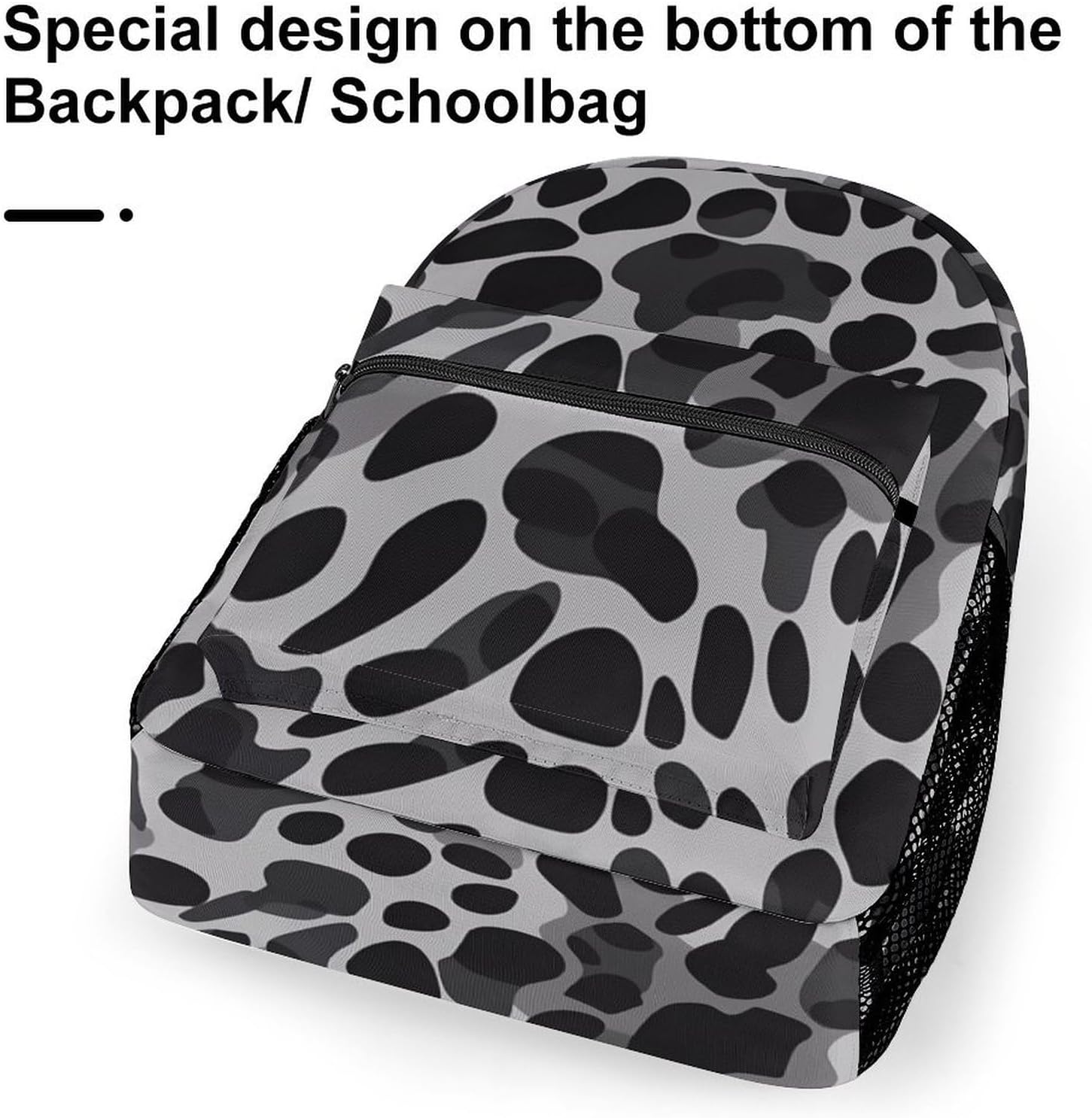 Black Grey Leopard Laptop Backpack Lightweight Travel Daypack Shoulder Bag for Men Women