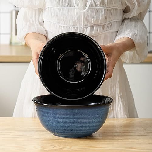 Miniatura 7 de Hasense Juego de tazones para mezclar, cuencos de cerámica para cocina, cuencos anidables para almacenamiento de ahorro de espacio, juego de