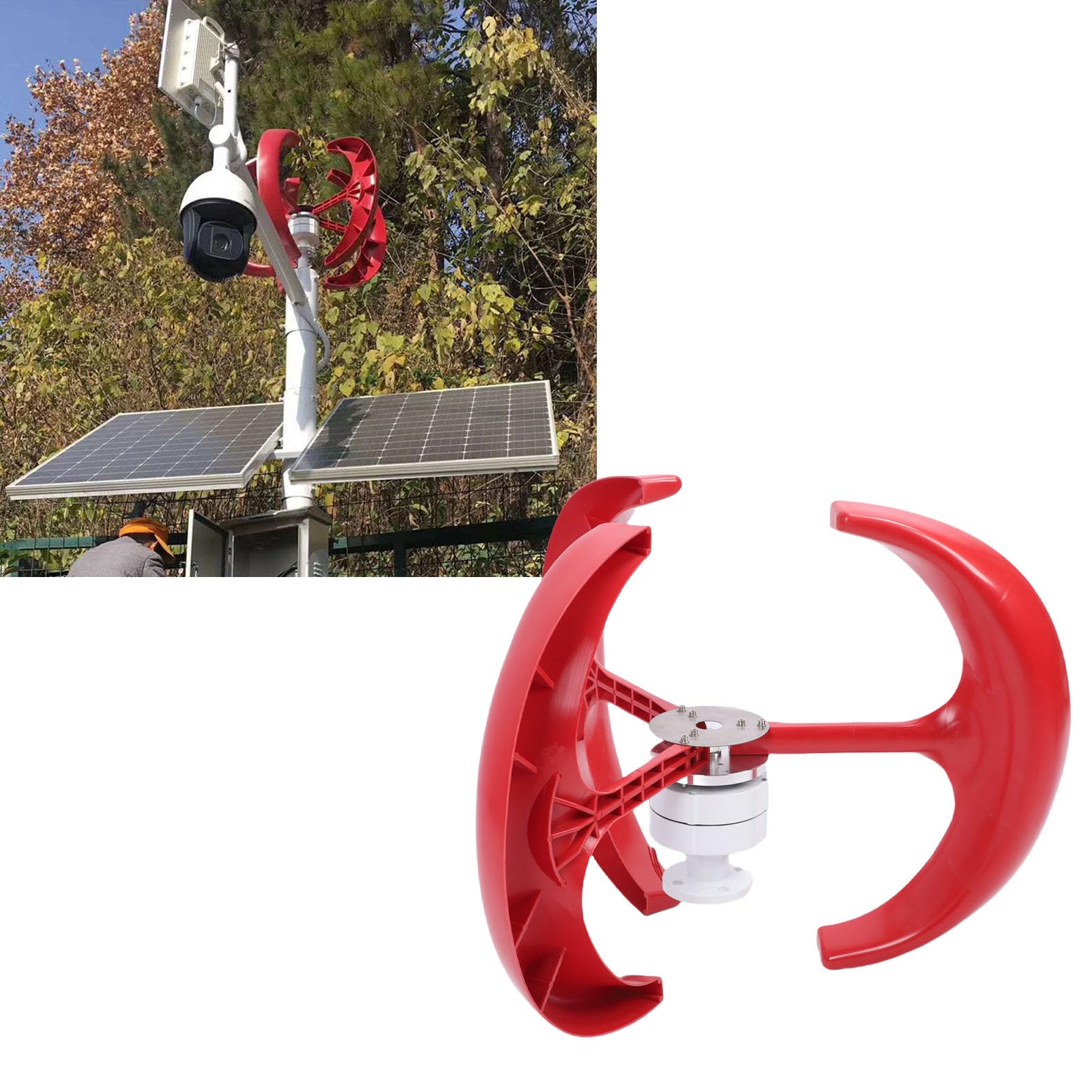 Wakects Generador Eólico, Rotor de bajo Ruido de Eje Vertical de 300 W, Nailon Duradero para Soluciones de Energía de Alumbrado Público de -40 F a 176 F