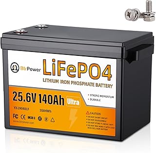 24V 140Ah Lithium Battery,3584Wh Deep Cycle LiFePO4 Battery with 100A BMS,5000+ Cycles,Perfect for Home Storage and Off-Grid,Camping,Solar,Bankup Power etc