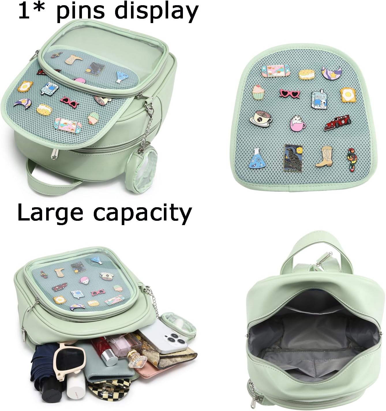 CHERRY SAUCE Kawaii Backpack PU Leather Ita Bag Aesthetic Cute Purse Pin Display - Image 5