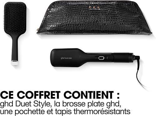 ghd - Coffret Lisseur séchant ghd Duet Style - Lisseur Séchant 2-en-1 (Noir) - Brosse et pochette incluses - Sèche et lisse en simultané sans dommage ni frisottis - S'utilise sur cheveux mouillés - 5