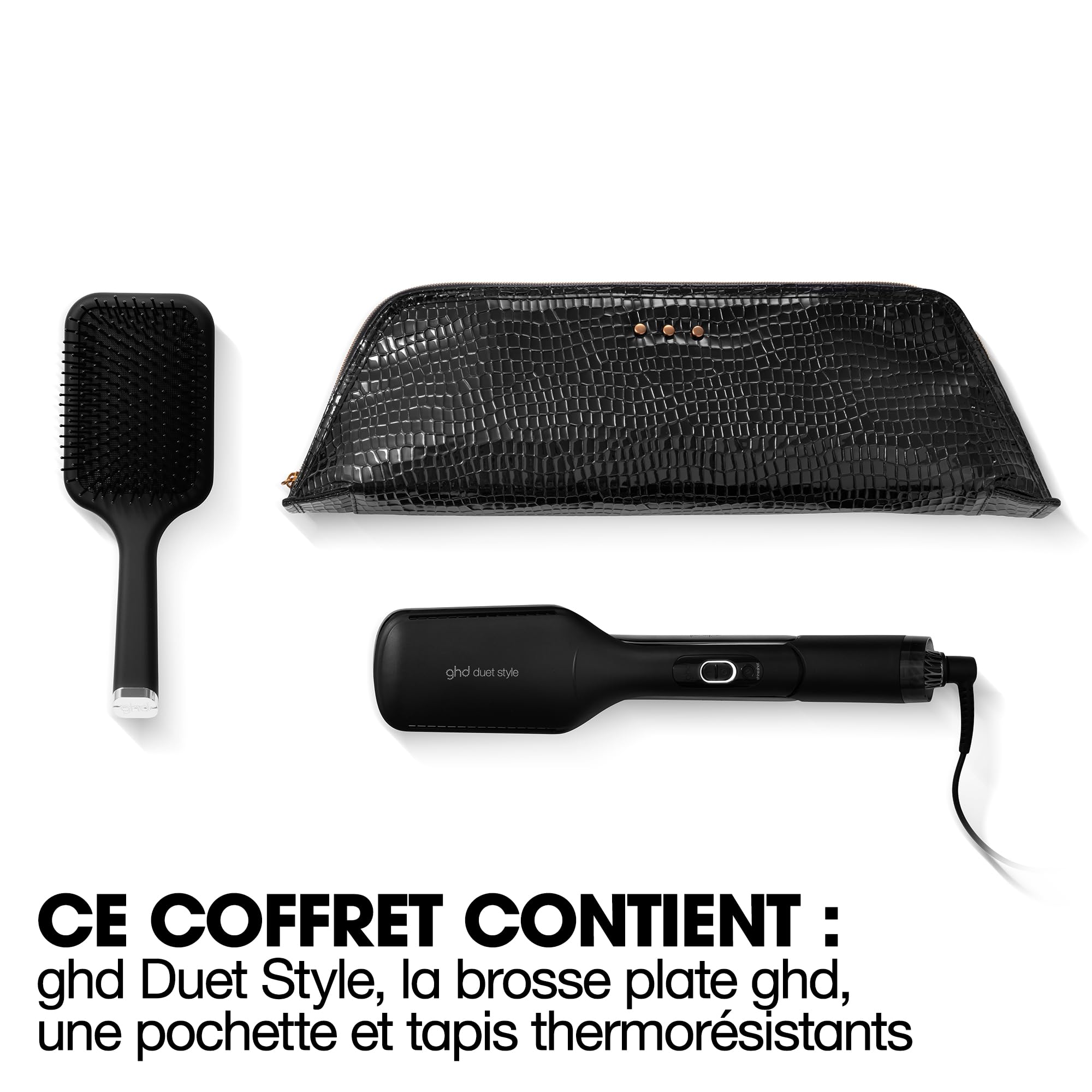 ghd - Coffret Lisseur séchant ghd Duet Style - Lisseur Séchant 2-en-1 (Noir) - Brosse et pochette incluses - Sèche et lisse en simultané sans dommage ni frisottis - S'utilise sur cheveux mouillés