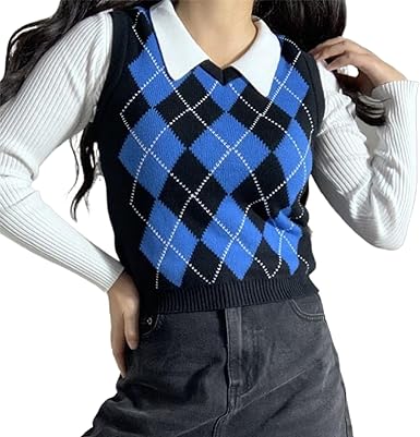 argyle sleeveless sweater