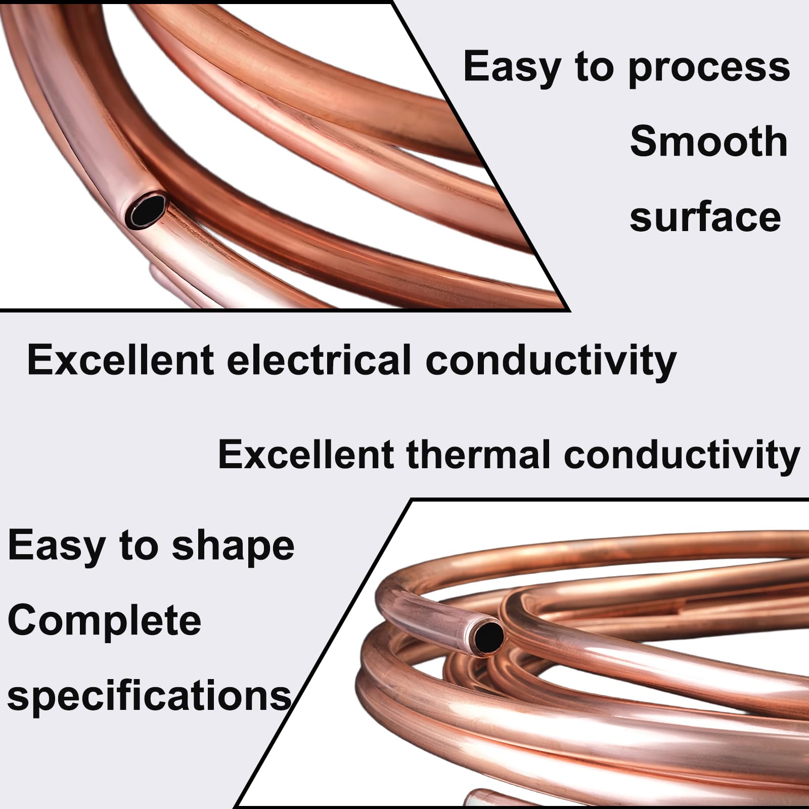 Tubo Cobre Blando En Bobina Tubo Cobre Hueco Flexible Resistente para Refrigeración Aire Acondicionado Fontanería HVAC Transferencia De Calor DIY Eléctrico,7mm*1mm*10m