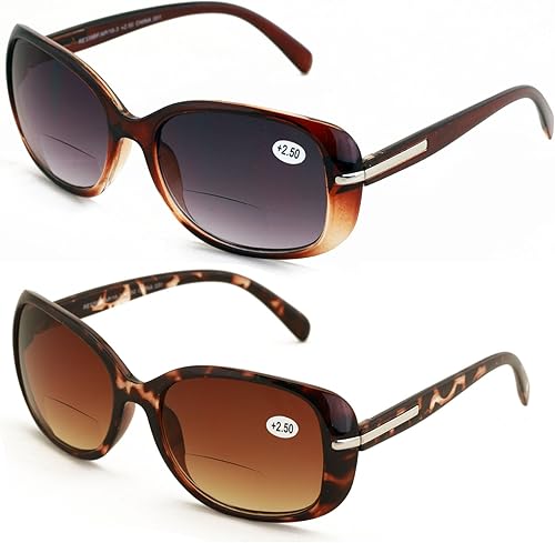 Miniatura 4 de 2 pares de lentes de sol bifocales de lectura para mujer, lentes de lectura vintage, para exteriores, negro y leopardo