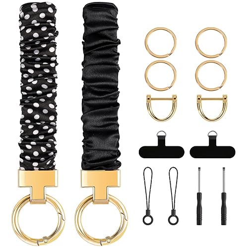 2Pcs Scrunchie Keychain Wristlet,Stretchy Key Chain Wrist Bracelet for Women,Car