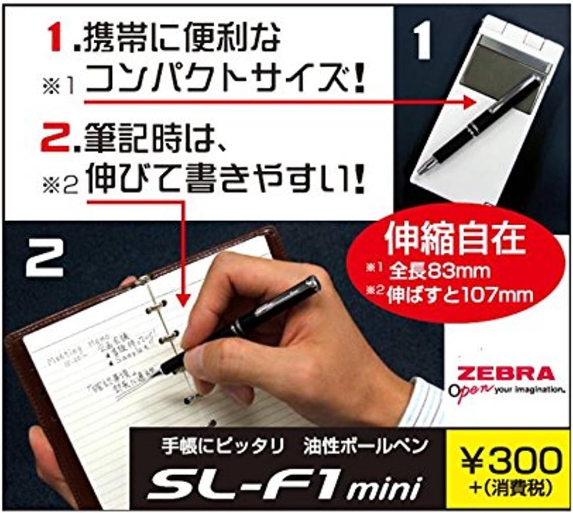 Zebra SL-F1 Mini Ballpoint Pen, 0.7 mm, Light Blue Body, Black Ink (BA55-LB)