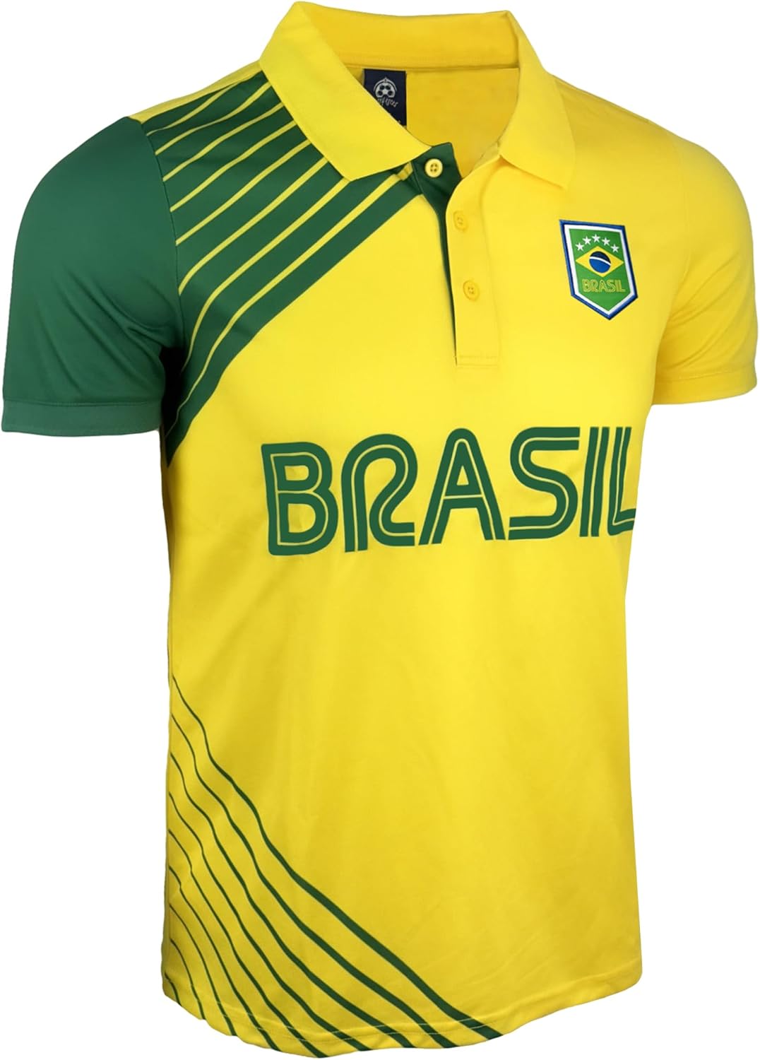 Just 4 Kicks Men's Brasil Short Sleeve Shirt, Brazil Active Performance Jersey