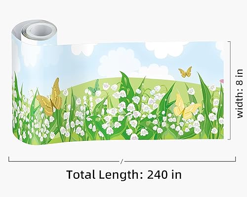 Vista 150 de FLFK Calcomanías de pared para despegar y pegar, para habitación de los niños, calcomanías de peces bajo el mar, 4 x 240 pulgadas (azul)