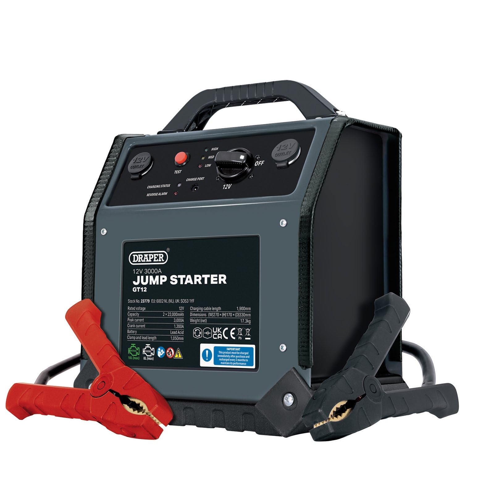 Draper 23779 12V Jump Starter, 3000A
