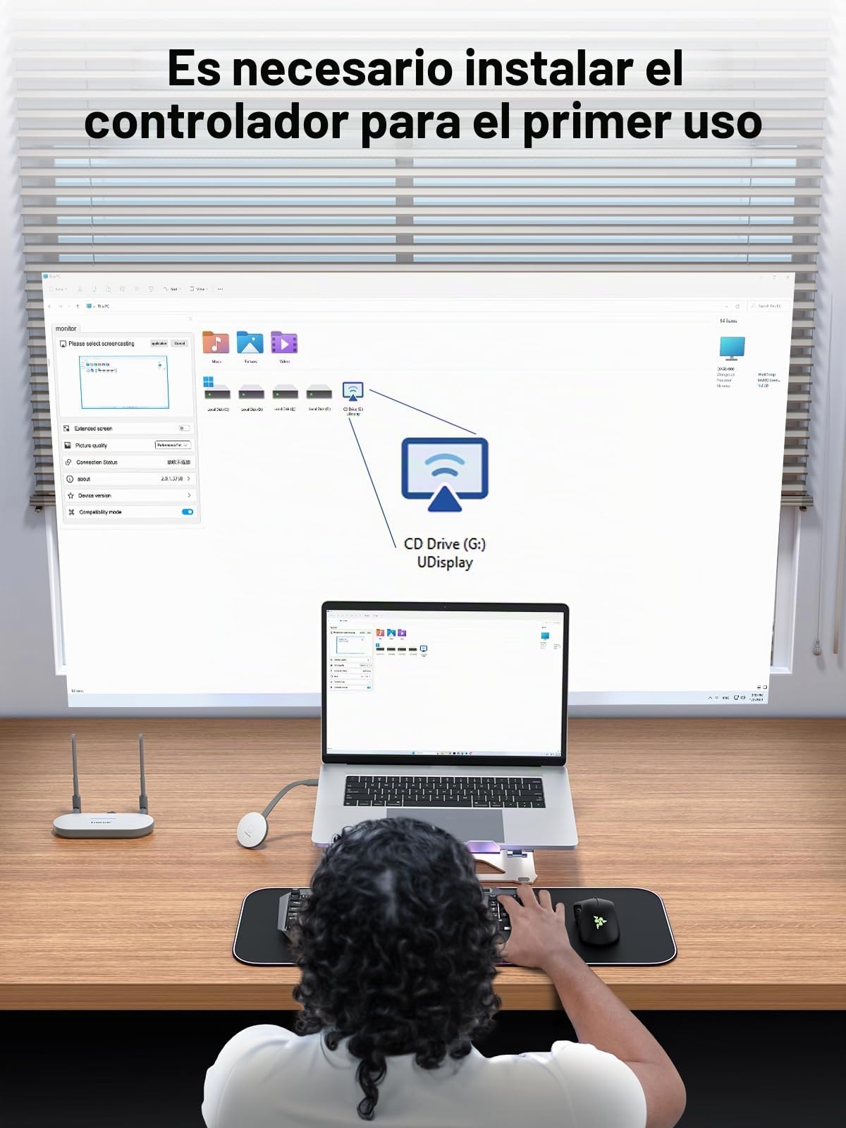 Transmisor Inalámbrico USB a y Receptor HDMI para Windows 7 y Mac OS 10.15.7 y Superior Solamente, Lemorele Transmisión de Radio HDMI Inalámbrica UHD/5G para Transmisión de Medios